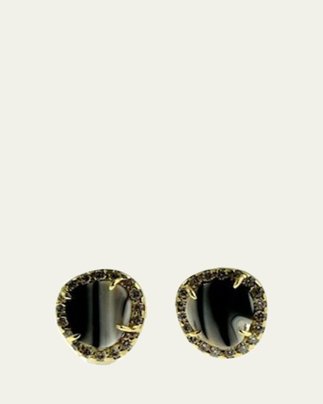18K Gold Zebra Opal Stud Earrings with Diamonds